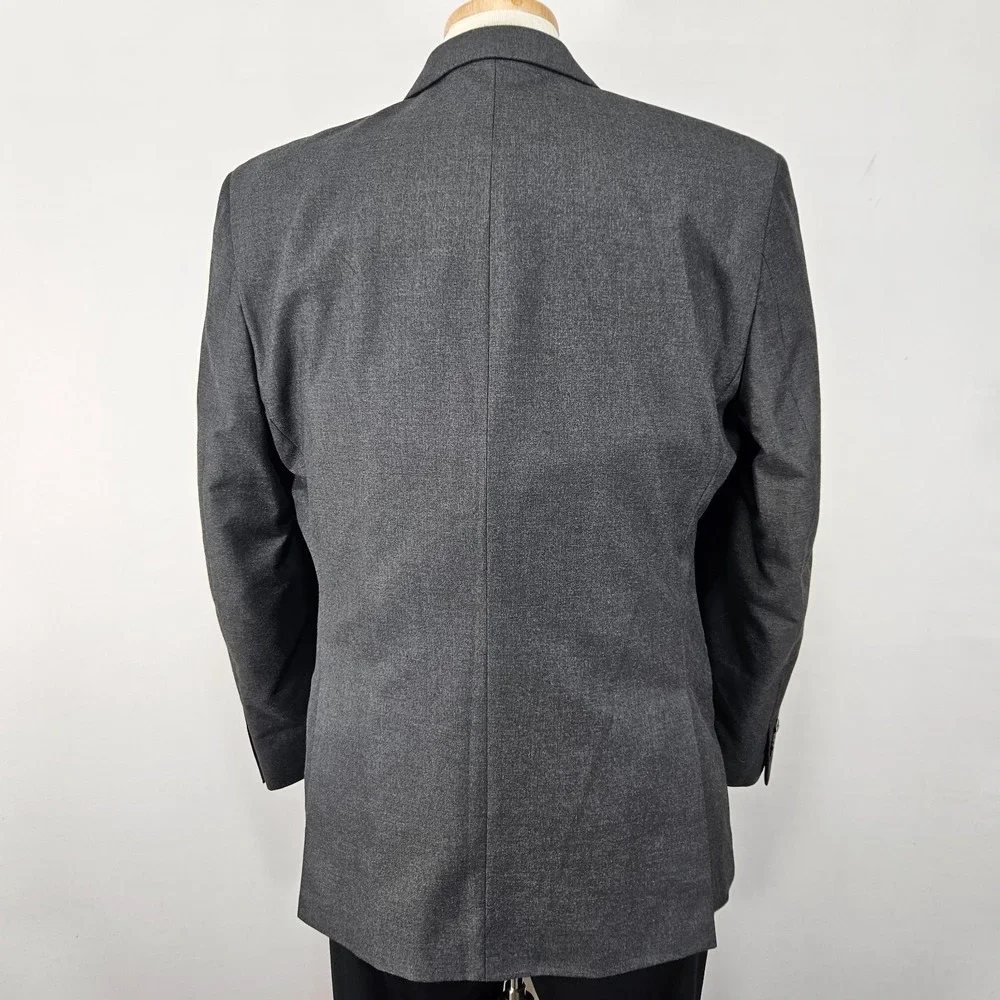 Calvin Klein Men's Sport Coat Blazer Two‎ Button Gray Twill Poly Rayon Size 42R